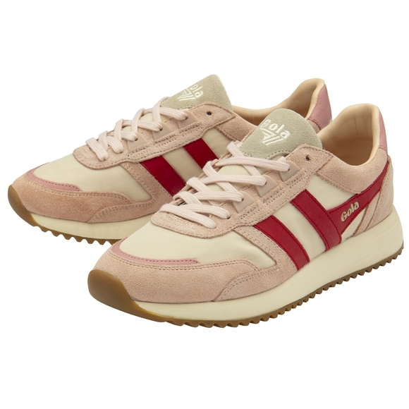 Gola Classics Women's Chicago Sneakers Wheat/Pearl Pink/Deep Red Size 10 - Picture 2 of 14